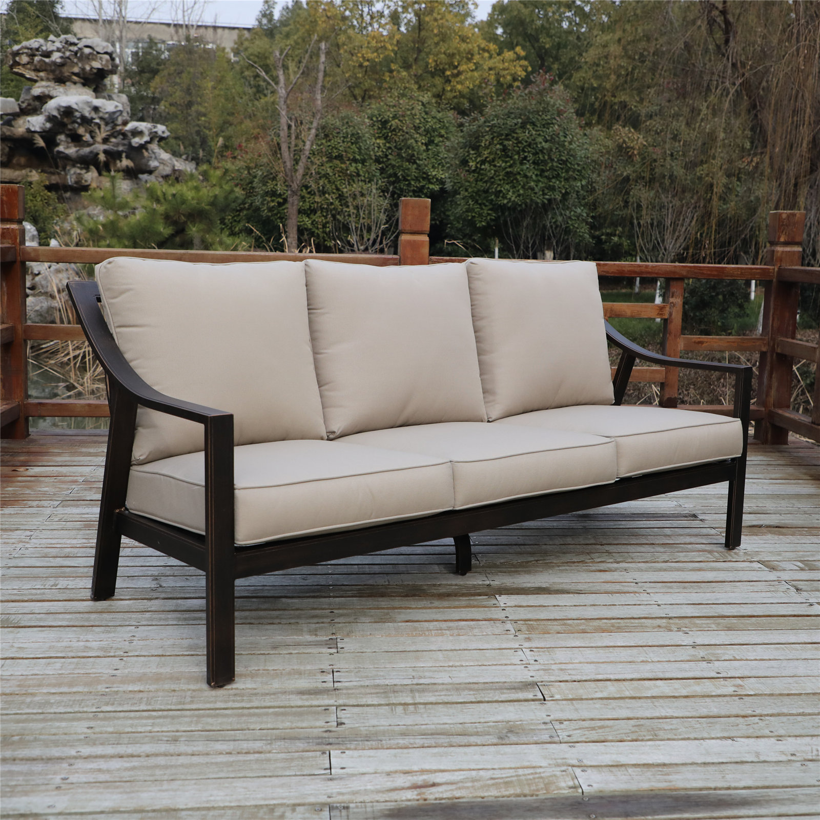 79" Patio Sofa, Taupe, Liberty Bronze