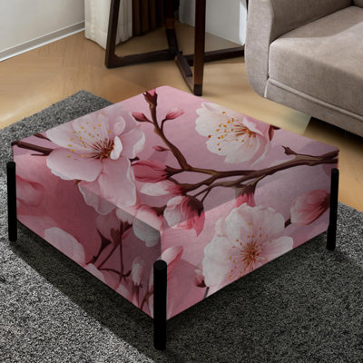 Grand repose-pieds carré rose en forme de fleur de sakura rose