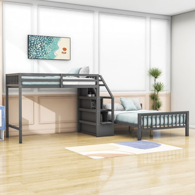 Denesa Twin Over Full L-Shaped Wood Bunk Bed