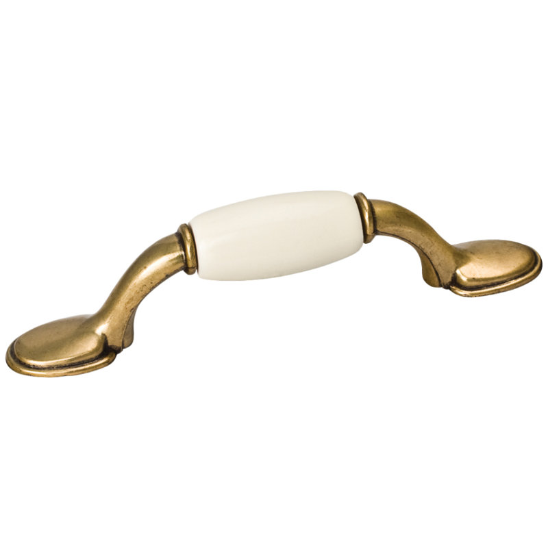 3" Center Pull, White/Antique English