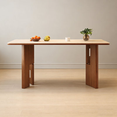 Table Mid-Century rectangulaire en bois et pierre
