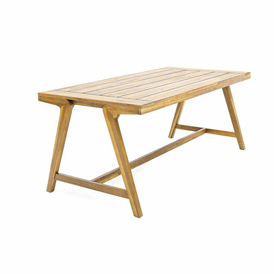 Table de salle à manger d'extérieur moderne, table de patio en bois d'acacia avec finition en teck - jardin résistant aux intempéries, ensemble de salle à manger près de la piscine pour 4 à 6 personnes