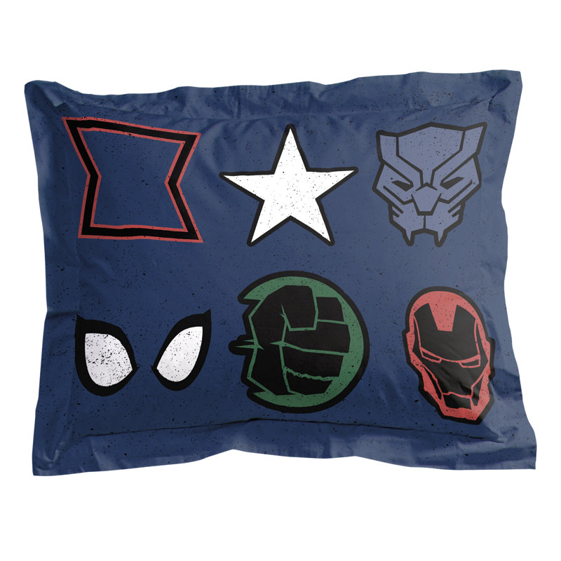 Ensemble de lit Marvel Emblems, Édredon simple + 4 pièces supplémentaires