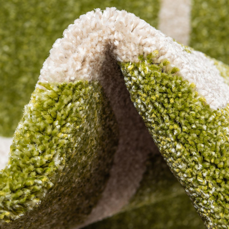 Tapis vert à motif géométrique Molly, Tapis de couloir 2 pi 7 po x 10 pi