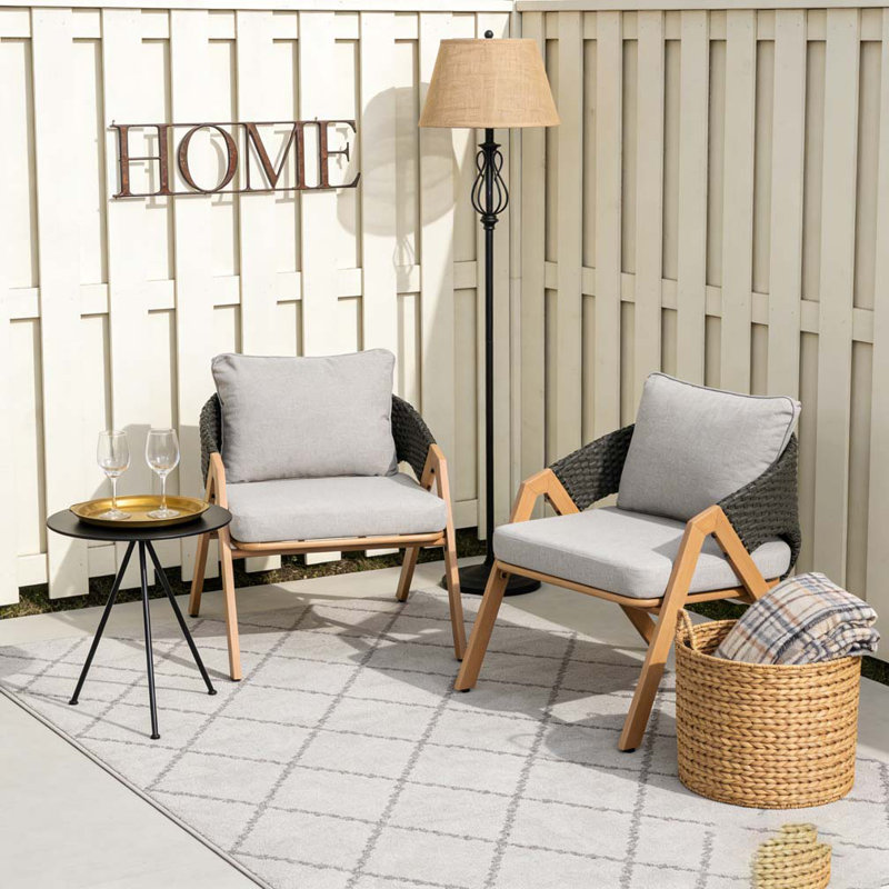 Chaise de patio avec coussins, Grey,Teak
