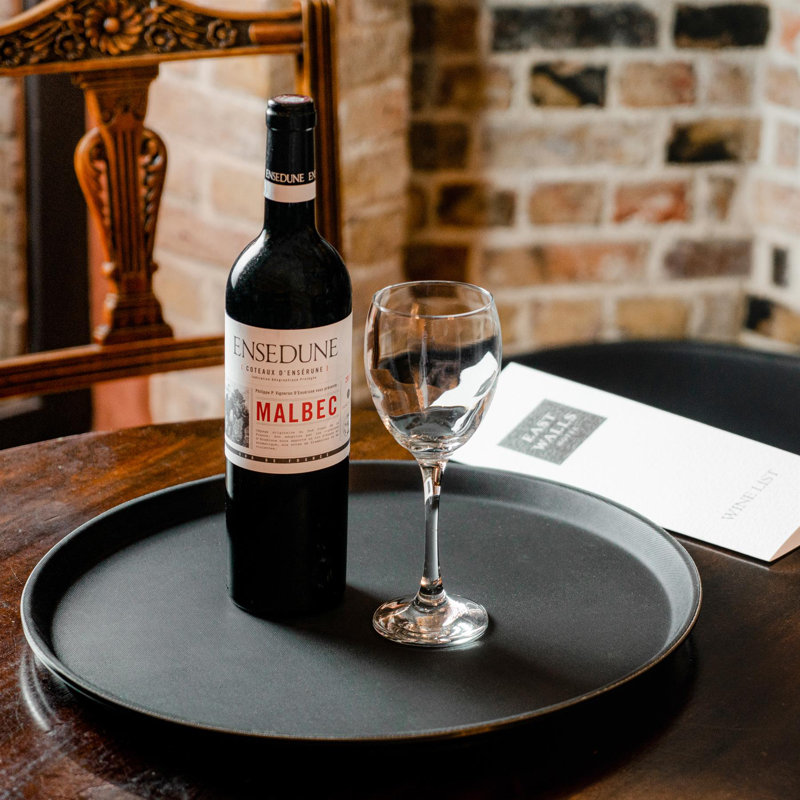 Argon Tableware - Round Non-Slip Serving Trays - Black, 2.5cm H x 40.5cm W x 40cm D