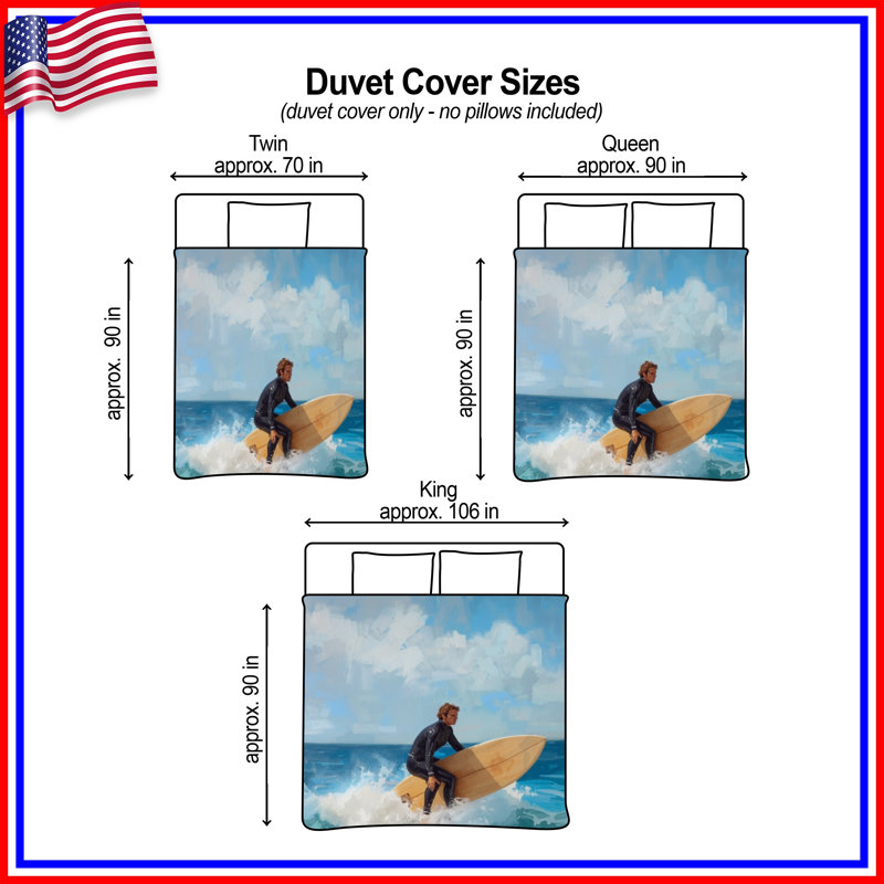 Housses de couette Surfer Ride Ocean Wave, Lit simple