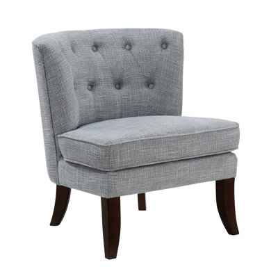 Modern Living Room Chair In Dark Gray With Solid Wood Legs And Soft Padding Textured Back