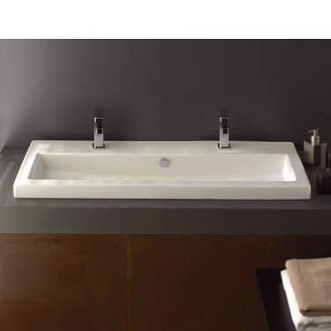 Ceramica Tecla By Nameeks 40 15.7'' White Ceramic Square Bathroom Sink with Overflow