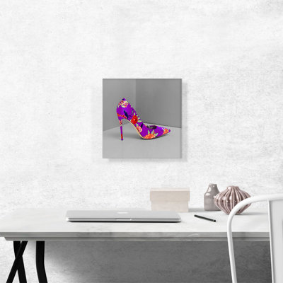 Mauve moderne, chaussures à talons hauts, motif de fleur de talon aiguille - reproduction de photo sur toile tendue