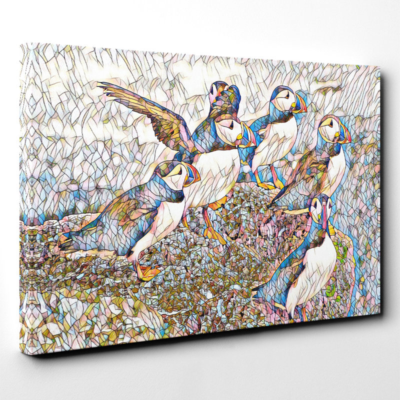 Atlantic Puffin Birds - Wrapped Canvas, 35cm H x 50cm W