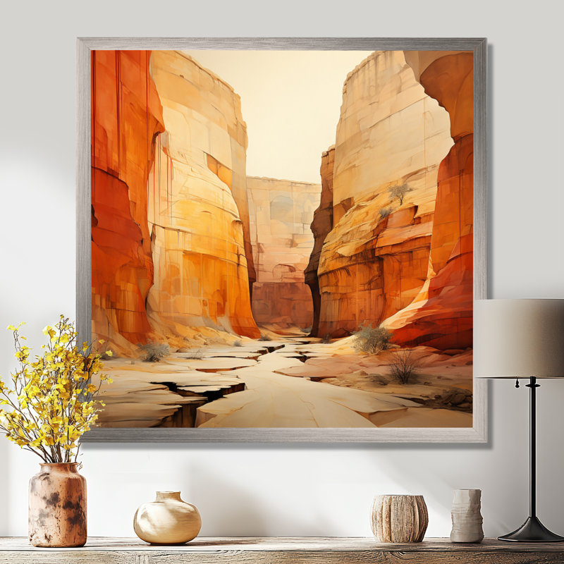 «Bold Landscape Canyon Desert V - Canyon», art mural encadré, Cadre simple argenté, H 24 po x l 24 po x P 1 po