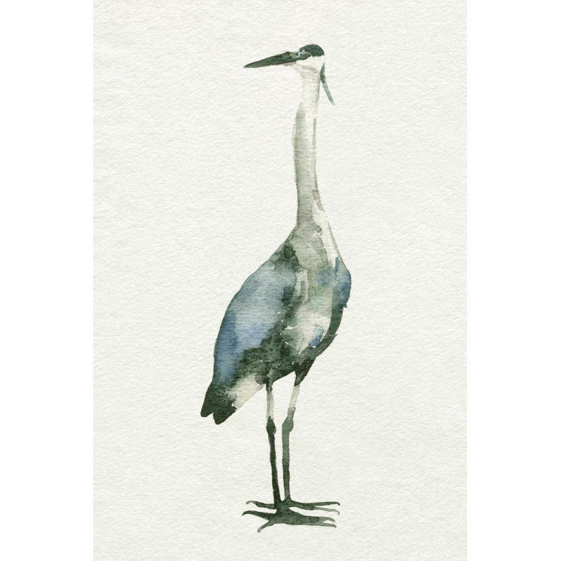 Deep Blue Heron II by Emma Caroline - Wrapped Canvas Painting, 91cm H x 61cm W