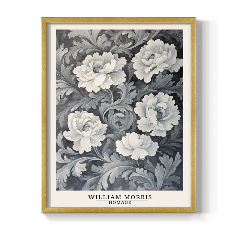 WM MORRIS Series DCCIII Framed Print - Solid Wood, 15" H x 12" W, Gold