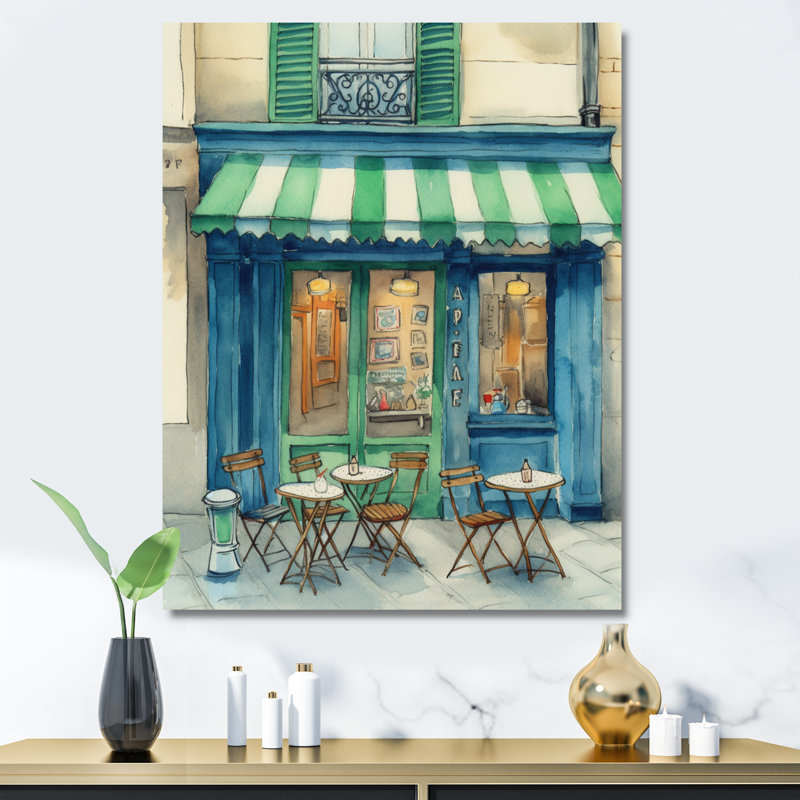 Croissant et café à Paris - France, art mural, H 32 po x l 16 po x P 1 po, Toile tendue