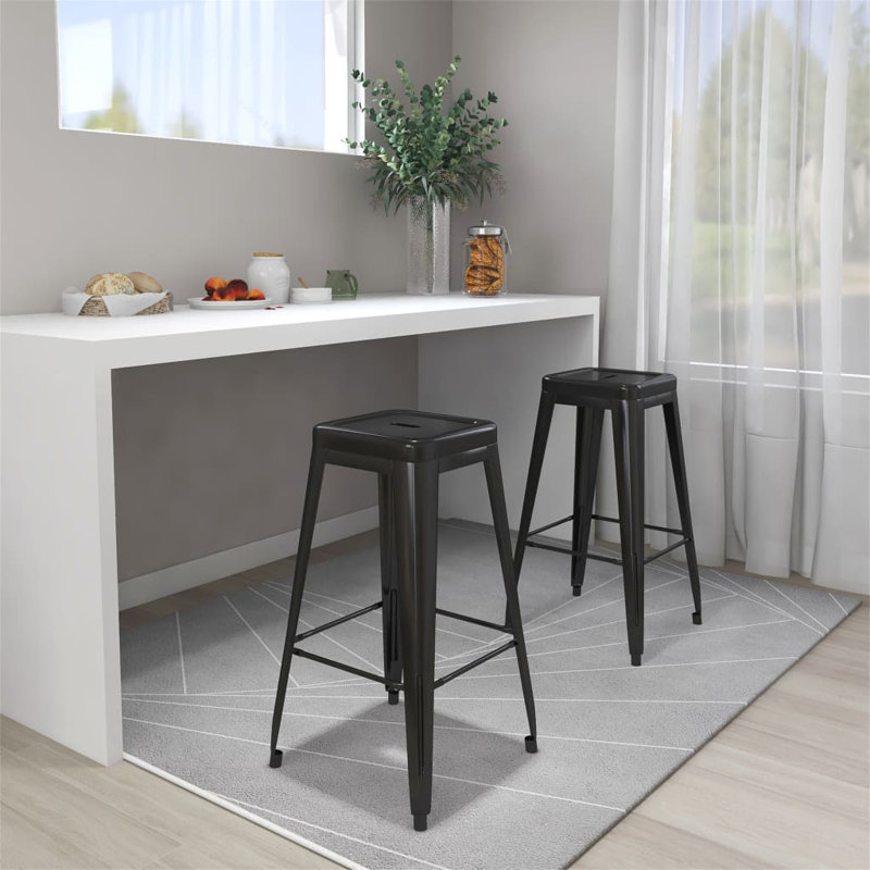 Santini Counter Stool with Metal Frame, Black