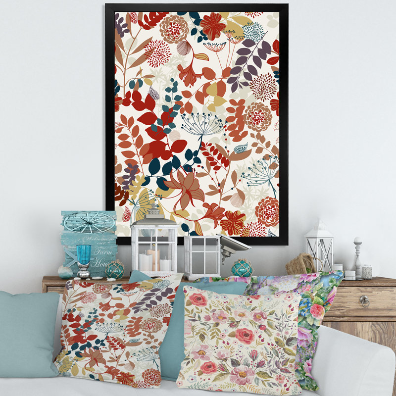 Jardin botanique rétro - impression sur toile, Toile avec cadre noir, H 32 po x l 24 po x 1,5 po
