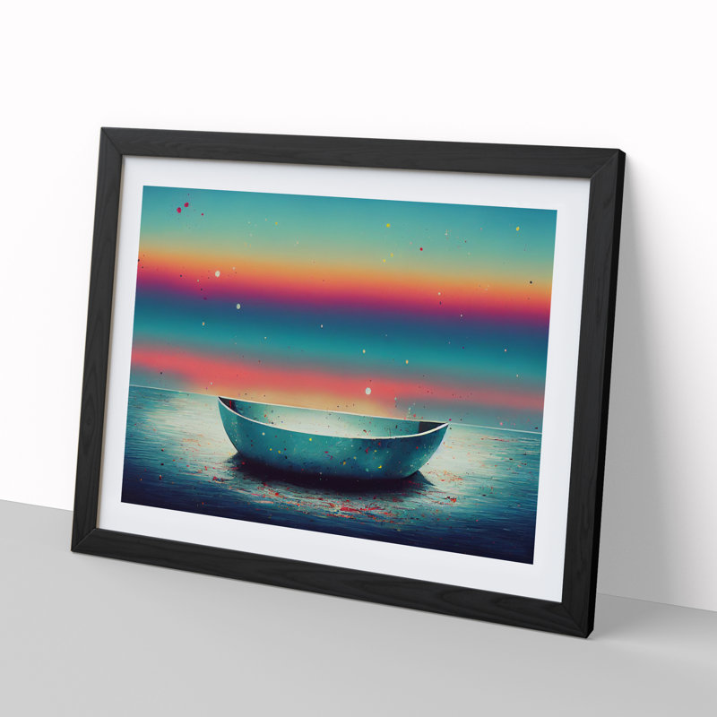 XH1022-6745X Paint Splatter Boat Vol.3 - Single Picture Frame Print, 46cm H x 64cm W x 2cm D, Black