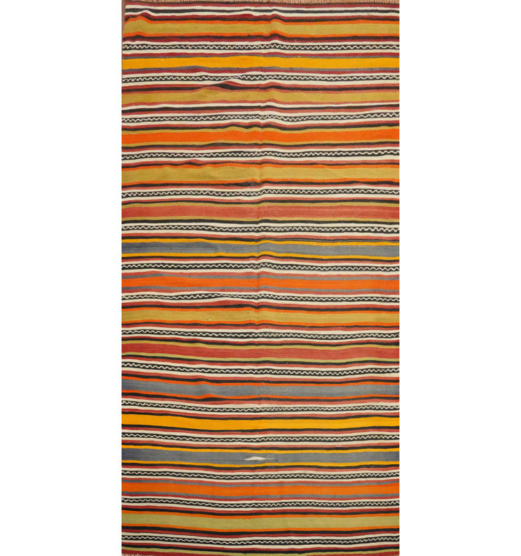 Tapis rayé en laine 5 x 11
