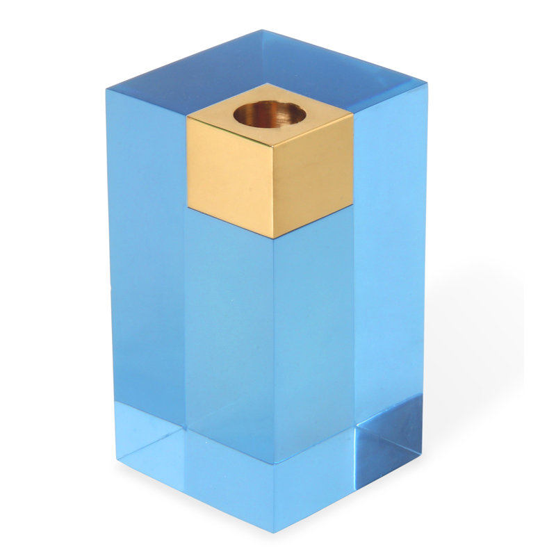 Monte Carlo Candle Holder, 5.5" H x 3" W x 3" D, Blue