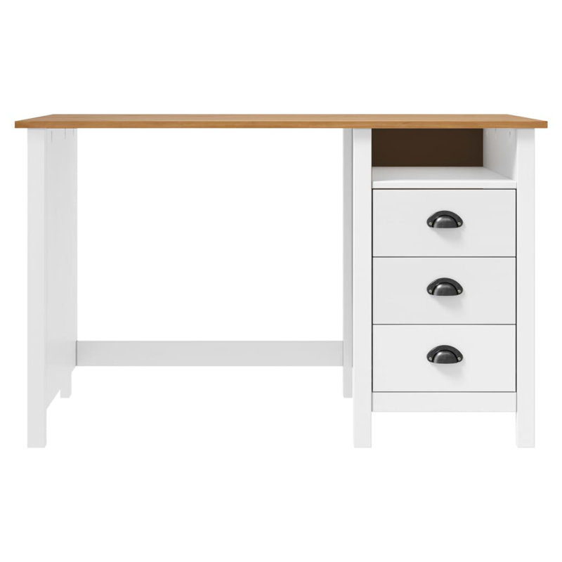 vidaXL Desk Solid pine wood 47.2x19.7x29.1 in Desk Rectangular, Brown/White