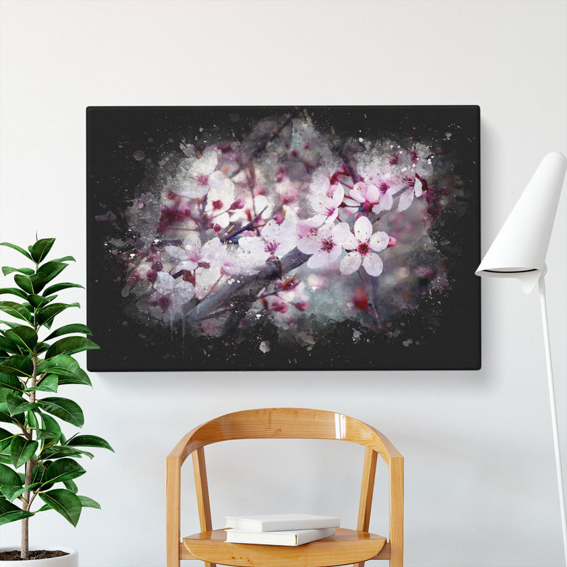 Pink Cherry Blossom Flowers Vol.8 - Wrapped Canvas, 40cm H x 60cm W x 3cm D