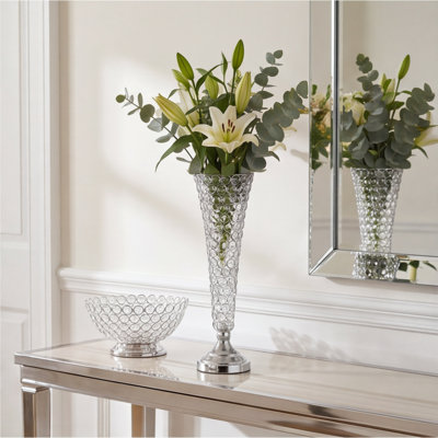 Ensemble de vases de mariage en cristal 4 pièces, centres de table hauts en argent de 20 po pour arrangements floraux, assemblage facile