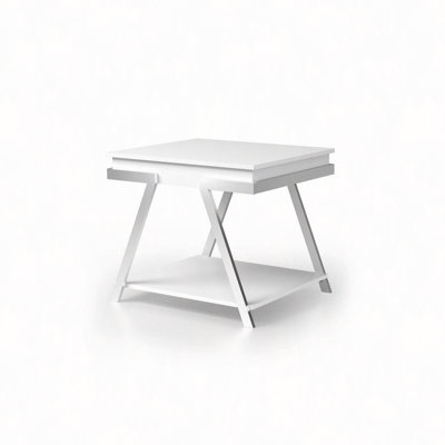 Contemporary Style White 1Pc End Table Chrome Frame Gorgeous Living Room Furniture