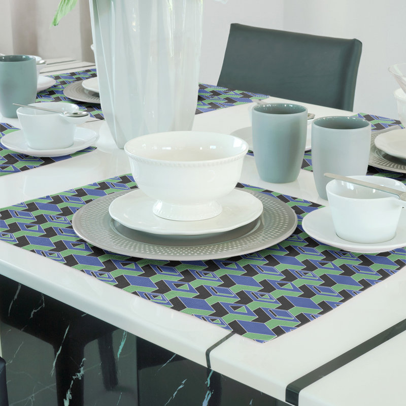 Napperon classique en coton 18 po Skyscraper, Bleu/vert, polyester