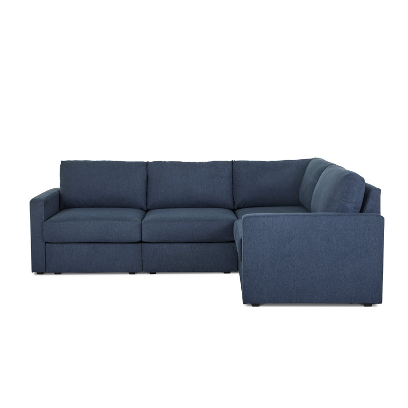 Canapé modulaire rembourré 4 pièces Flex, H 37 po x l 105 po x P 38 po, Mélange de polyester bleu