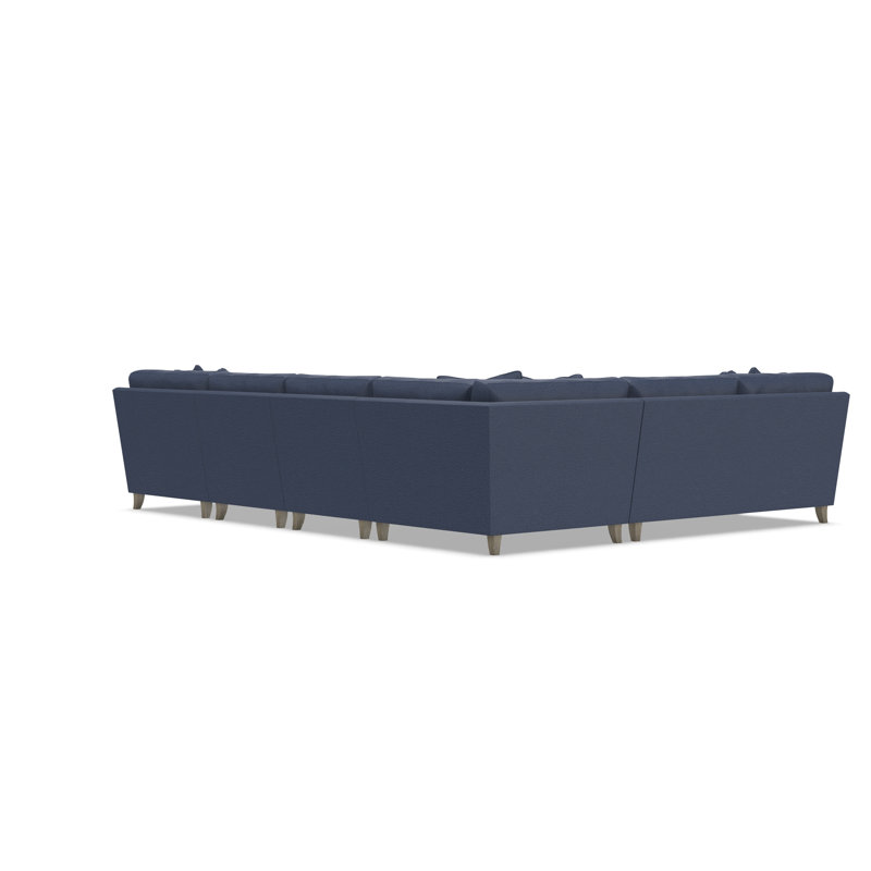 Mila 6-Piece Fabric Sectional, Right Hand Facing, 33.5" H x 137" W x 107" D, Blue Polyester