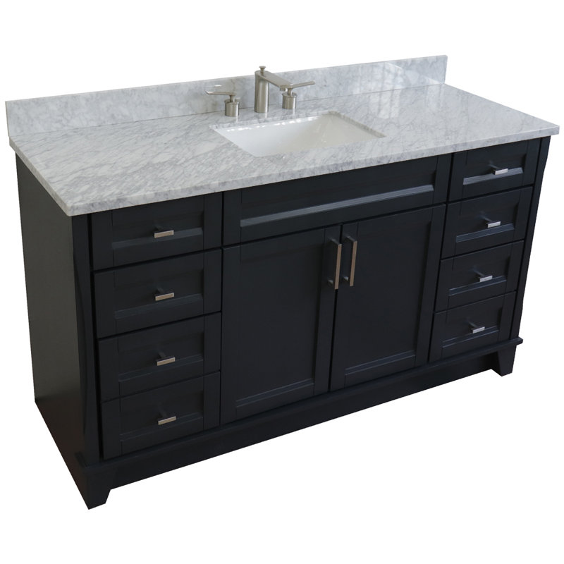 Dagh 61'' Single Bathroom Vanity with Top, White Carrara