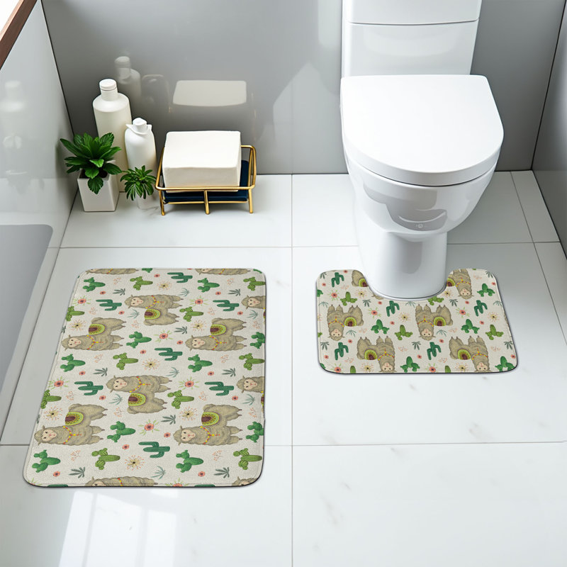  Multicolore ensemble de 2 tapis de salle de bain Llama