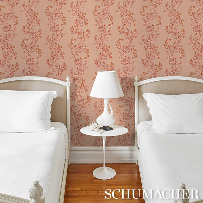 Schumacher X Laura Gonzalez Vagary Vines Wallpaper, Orange