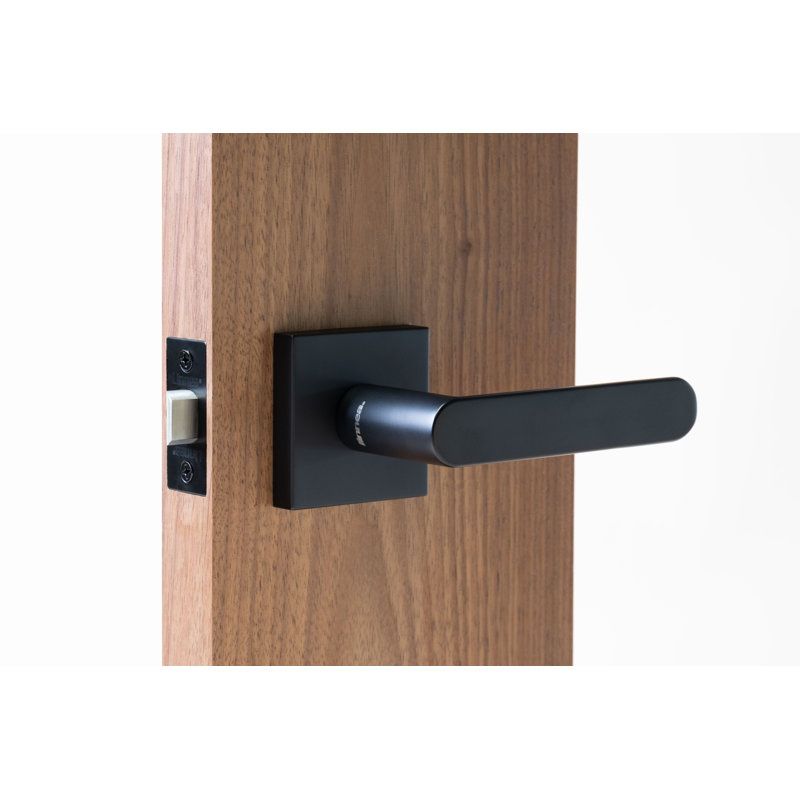 Ensemble de passage Alpine 92 avec rosette carrée Alpine, 2-3/4", Noir satiné, Passage (Hall & Closet)