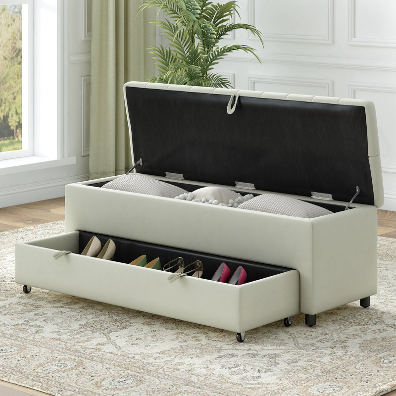 Banc de rangement Phylecia, 100% Polyester Beige