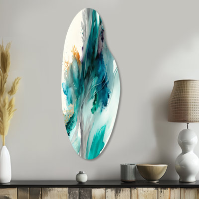 Célébrations dans des nuances de turquoise V - art mural asymétrique en métal