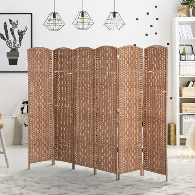 Paravent, écran d'intimité pliable à 6 panneaux, cloison de séparation portative en osier de 6 pi pour chambre à coucher, bureau personnel, naturel