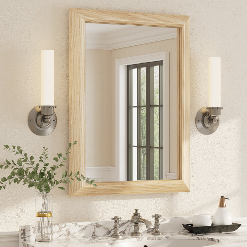 Miroir mural Amara, 30 po x 22 po, Bois jaune clair