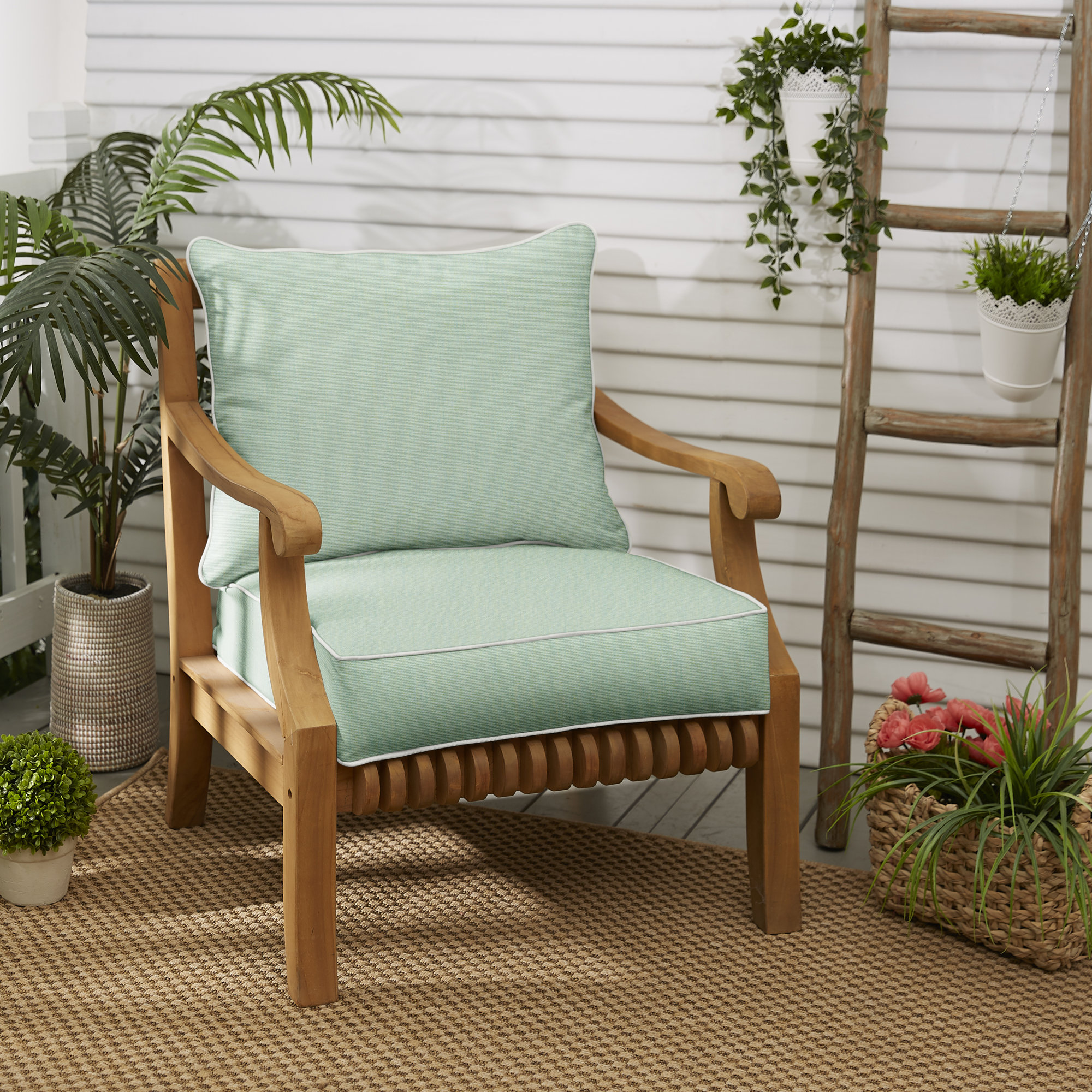 Warrick Sunbrella Outdoor Lounge Chair, Canvas Spa Sunbrella® Canvas, 5" H x 23" W x 25" D