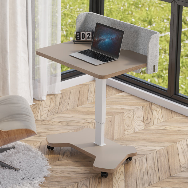 31‘’ Pneumatic Standing Table With Desk Divider, Khaki