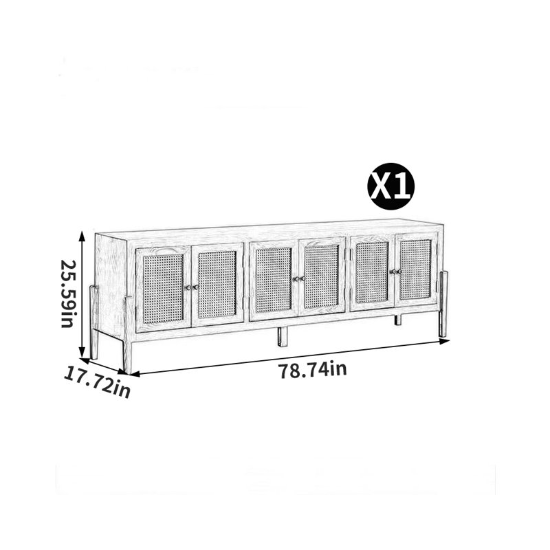 Meuble télé de style américain rétro, H 25,59 po x l 78,74 po x P 17,72 po