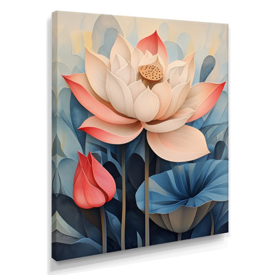 «Lotus in Gentle Bloom I», art mural sur toile encadrée
