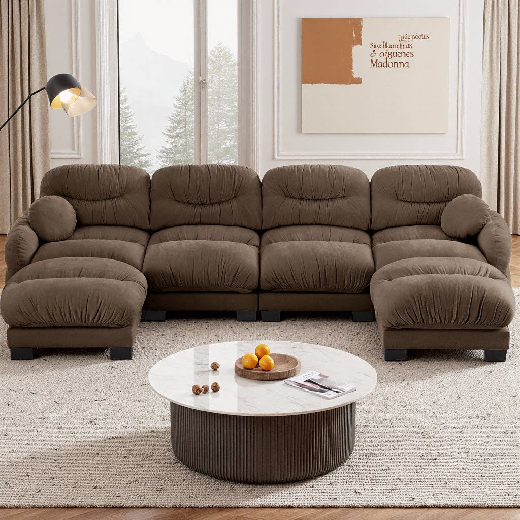Latitude Run® U-Shaped Pleated Chenille Fabric Modular Sectional Sofa ...