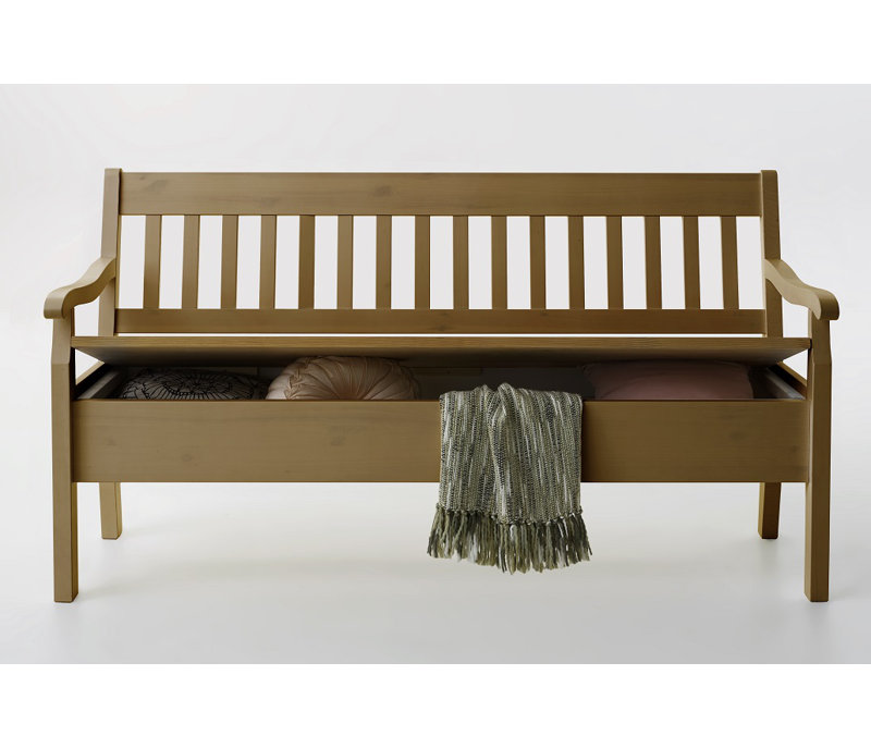 Boston Upholstered Bench, Stained and oiled brown/Brown