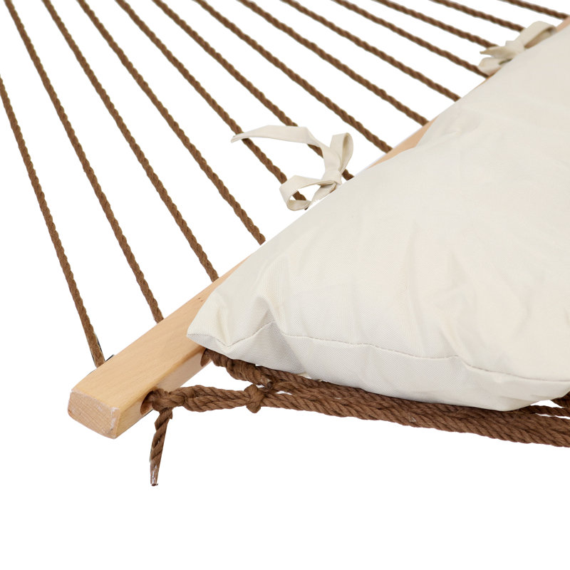 Sunnydaze Brown Double Polyester Rope Hammock with Pillow