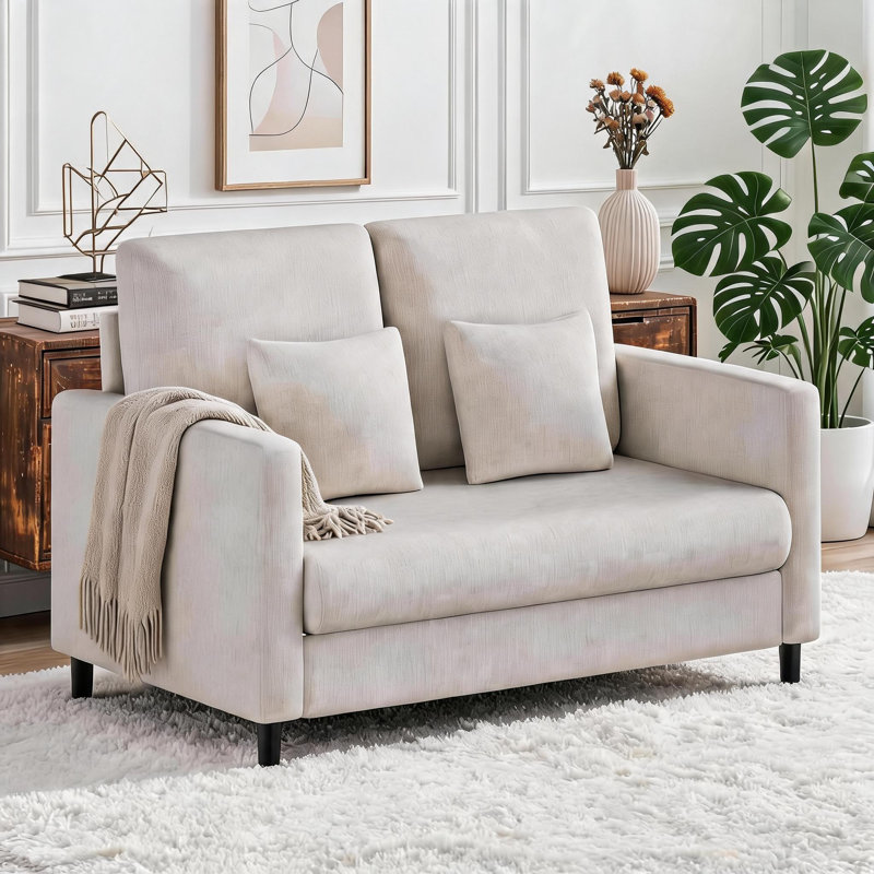 52" Upholstered Loveseat Sofa with 2 Pillows