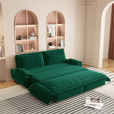 73.2" Queen Pull Out Sofa Bed, 3-in-1 Convertible Sleeper Sofa, Multi-Functional Velvet Loveseat Bed