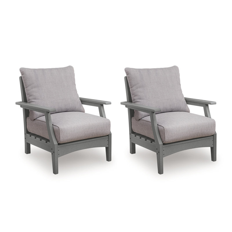Ensemble de 2 chaises longues d'extérieur Covi, rembourrage en mousse, coussins Nuvella, gris