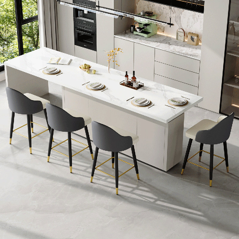 Upholstered Counter Stool With Metal Frame（Bar Stool Set Of 2）, Gray/Cream Seat/Black Frame